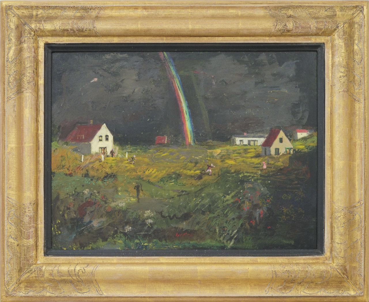 Kamerlingh Onnes H.H.  | 'Harm' Henrick Kamerlingh Onnes, A rainbow on the island Terschelling, oil on board 30.5 x 40.2 cm, signed l.m. with monogram and dated '62