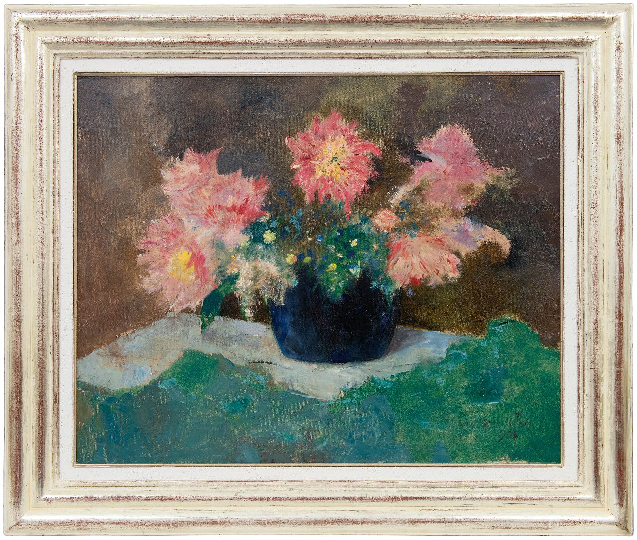 Jong G. de | Gerben 'Germ' de Jong, Flowers in a blue vase, oil on canvas 65.7 x 81.2 cm, signed l.r. and dated 1936