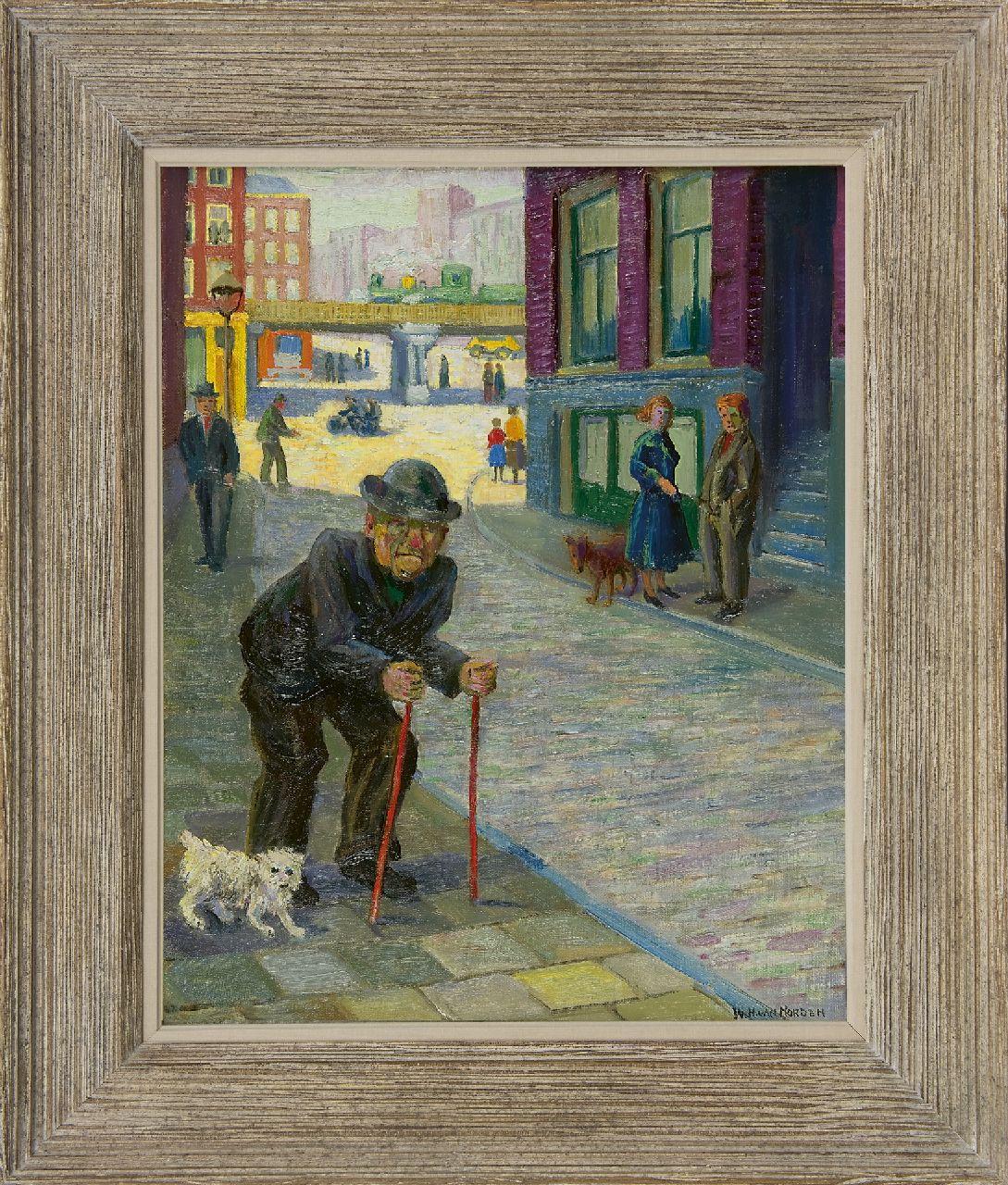 Norden W.H. van | Willem Hendrik van Norden, Figures in a street, oil on canvas 50.0 x 39.9 cm, signed l.r.