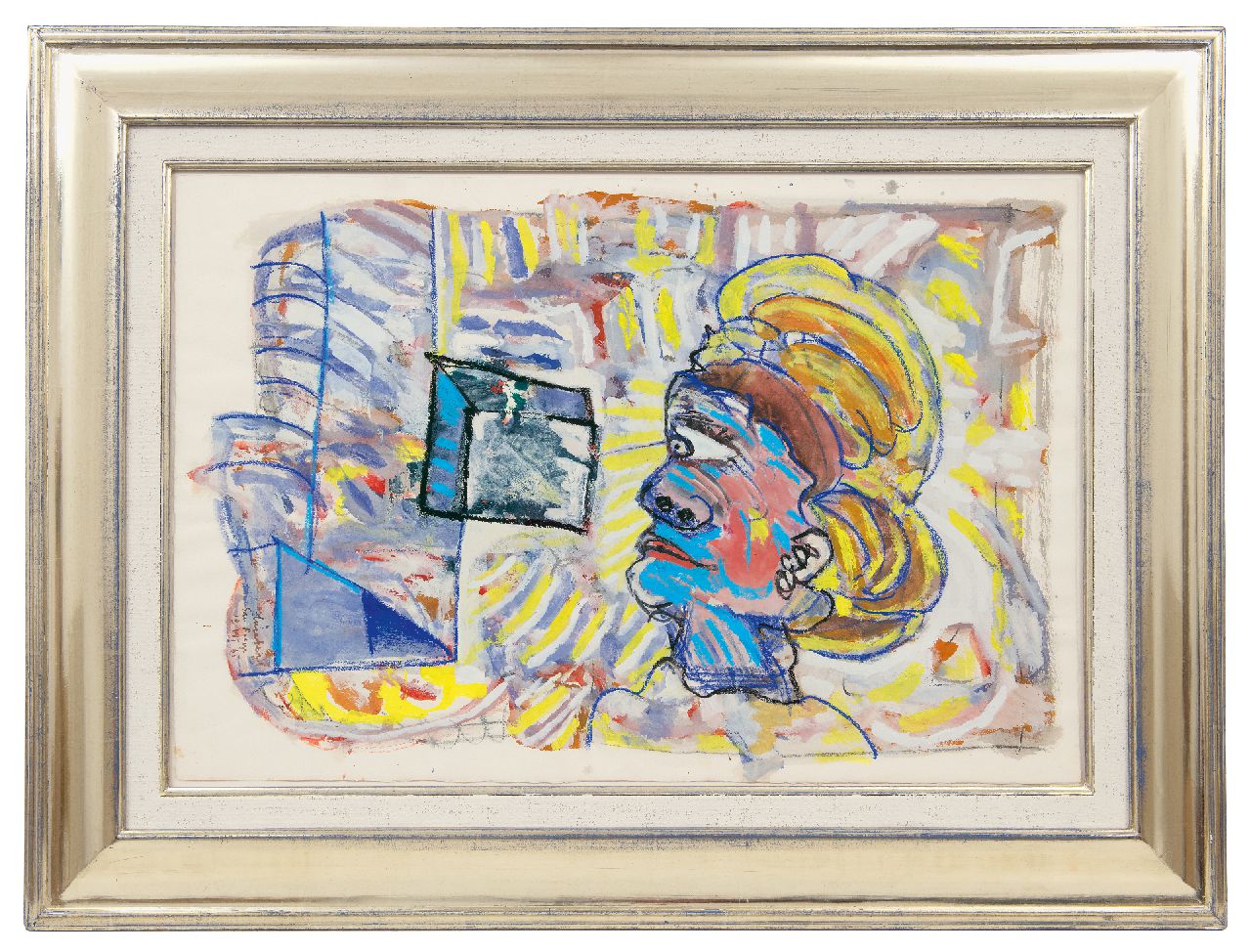 Lucebert (Lubertus Jacobus Swaanswijk)   | Lucebert (Lubertus Jacobus Swaanswijk) | Watercolours and drawings offered for sale | The head, chalk and gouache on paper 52.0 x 77.5 cm, signed l.l. and dated 'San Roque 18 VII '65'