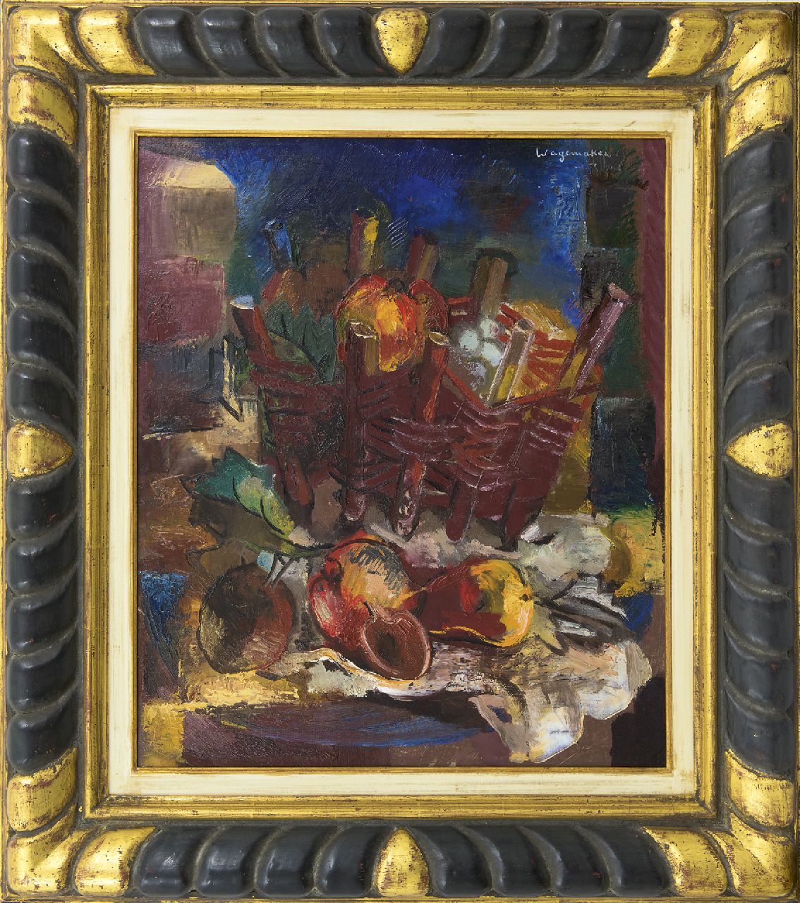 Wagemaker A.B.  | Adriaan Barend 'Jaap' Wagemaker | Paintings offered for sale | Still life with a wicker basket, oil on canvas 60.3 x 50.4 cm, signed u.r. and painted 1924