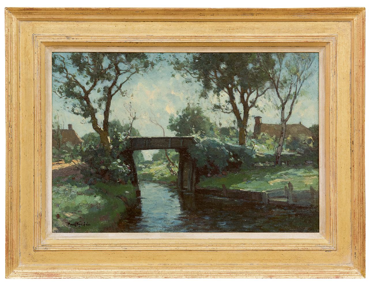 Bodifée J.P.P.  | Johannes Petrus Paulus 'Paul' Bodifée | Paintings offered for sale | Ditch with a bridge, Giethoorn, oil on canvas laid down on board 29.4 x 43.3 cm, signed l.l.