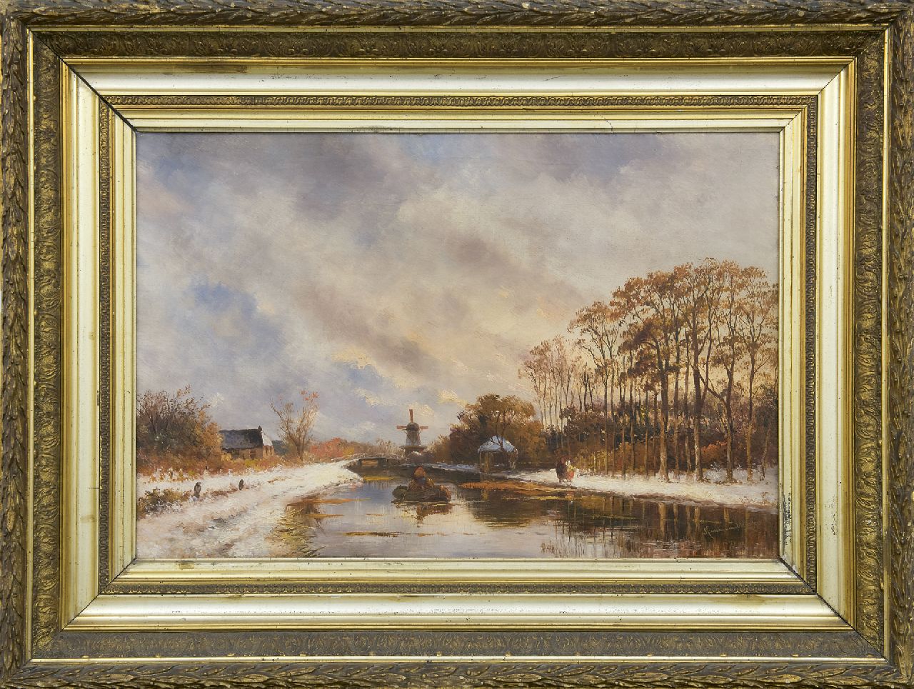 Prooijen A.J. van | Albert Jurardus van Prooijen, A canal in winter, oil on canvas 43.2 x 65.4 cm, signed with l.r. signature 'Kruseman van Elten'