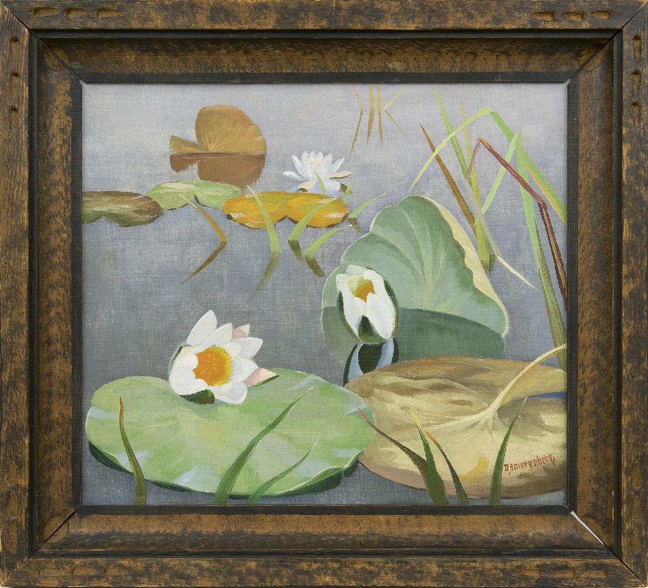 Smorenberg D.  | Dirk Smorenberg, Water lilies, oil on canvas 34.4 x 39.3 cm, signed l.r.
