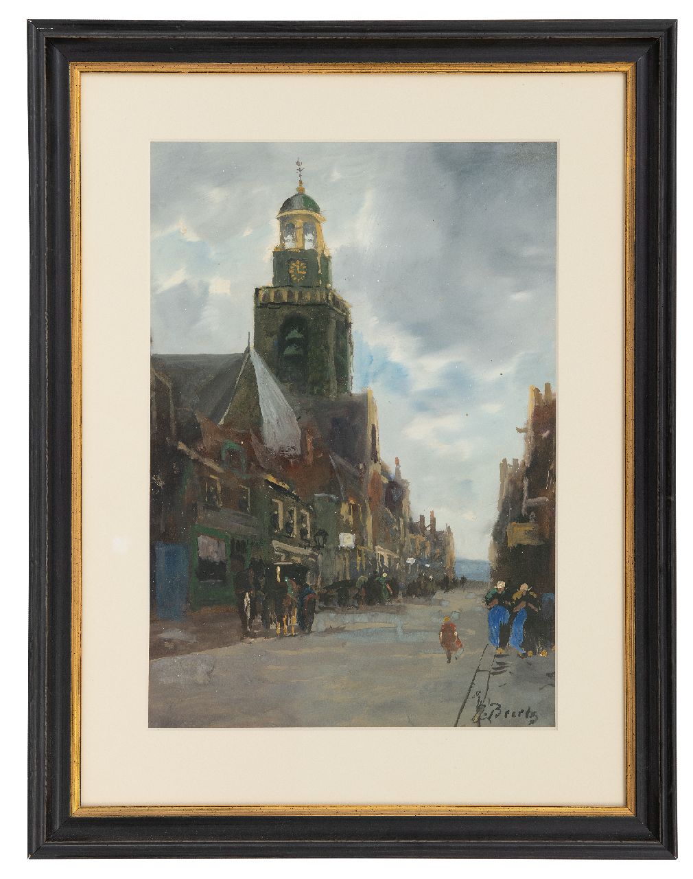 Beertz  J. | J. J. Beertz | Watercolours and drawings offered for sale | A village street, watercolour on paper 38.0 x 26.5 cm, signed l.r.