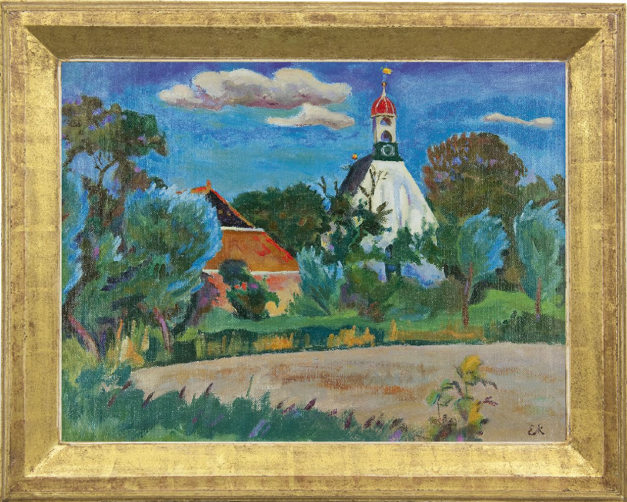 Kleima E.A.  | 'Ekke' Abel Kleima, The church of Breede, oil on canvas 46.3 x 61.1 cm, signed l.r. with initials and painted between 1938-1940