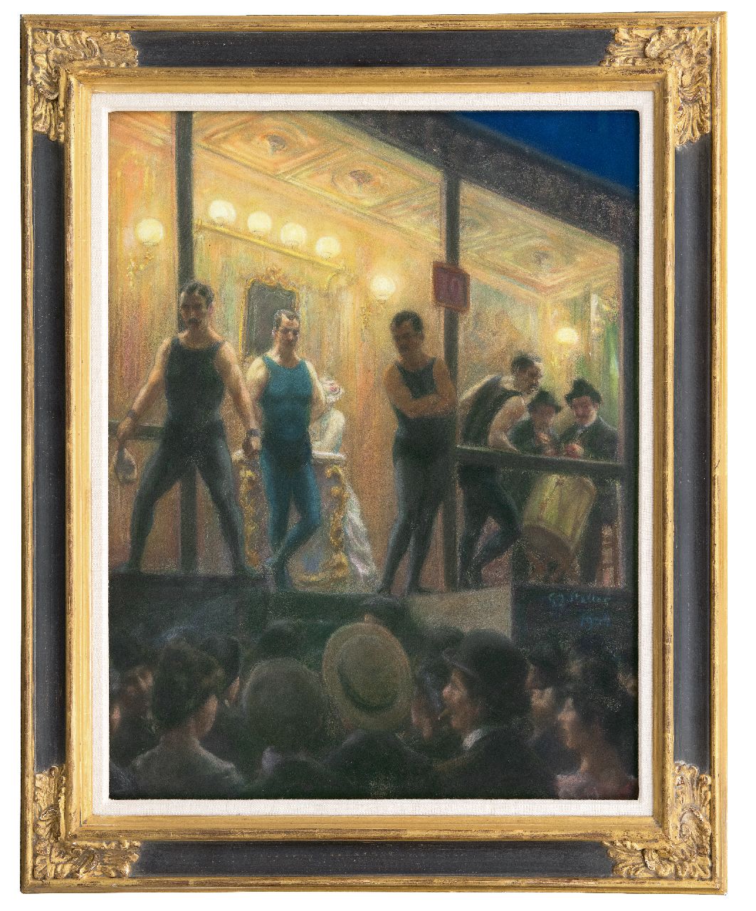 Staller G.J.  | Gerard Johan Staller | Watercolours and drawings offered for sale | The boxing-match, pastel on paper laid down on painter's board 57.5 x 47.5 cm, signed c.r. and dated 1904