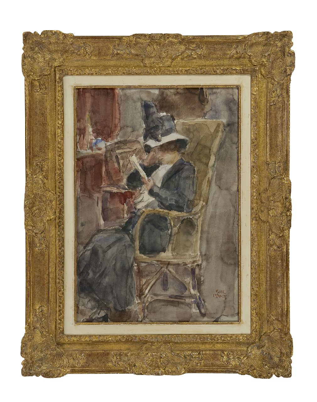 Israels I.L.  | 'Isaac' Lazarus Israels, A woman, reading, watercolour on paper 50.7 x 35.4 cm, signed l.r.