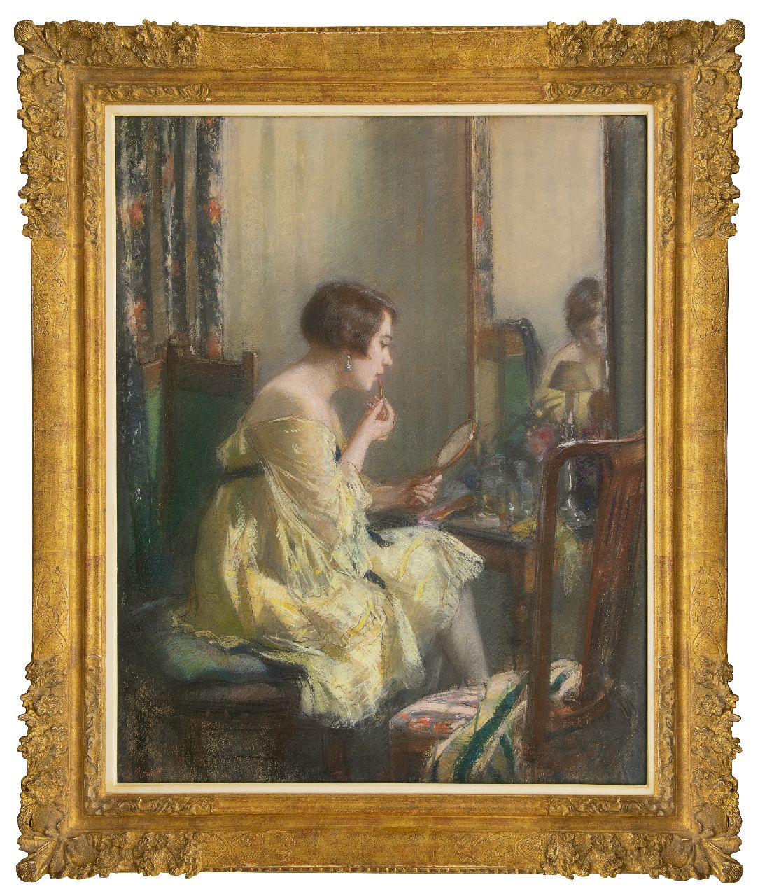 Garf S.  | Salomon Garf | Watercolours and drawings offered for sale | Dressing up (probably the Dutch actress Annie Verhulst, pastel on paper 85.6 x 71.9 cm, signed l.l.