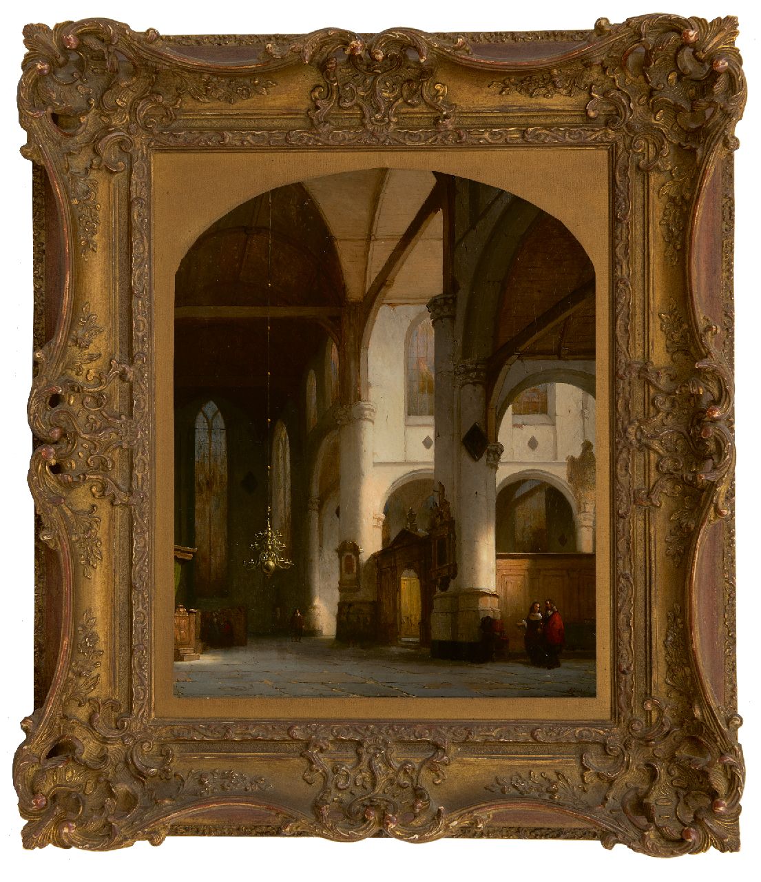 Schenkel J.J.  | Jan Jacob Schenkel, Interior of St. Janskerk in Gouda, oil on canvas 52.0 x 44.2 cm, signed l.r. and   verkocht