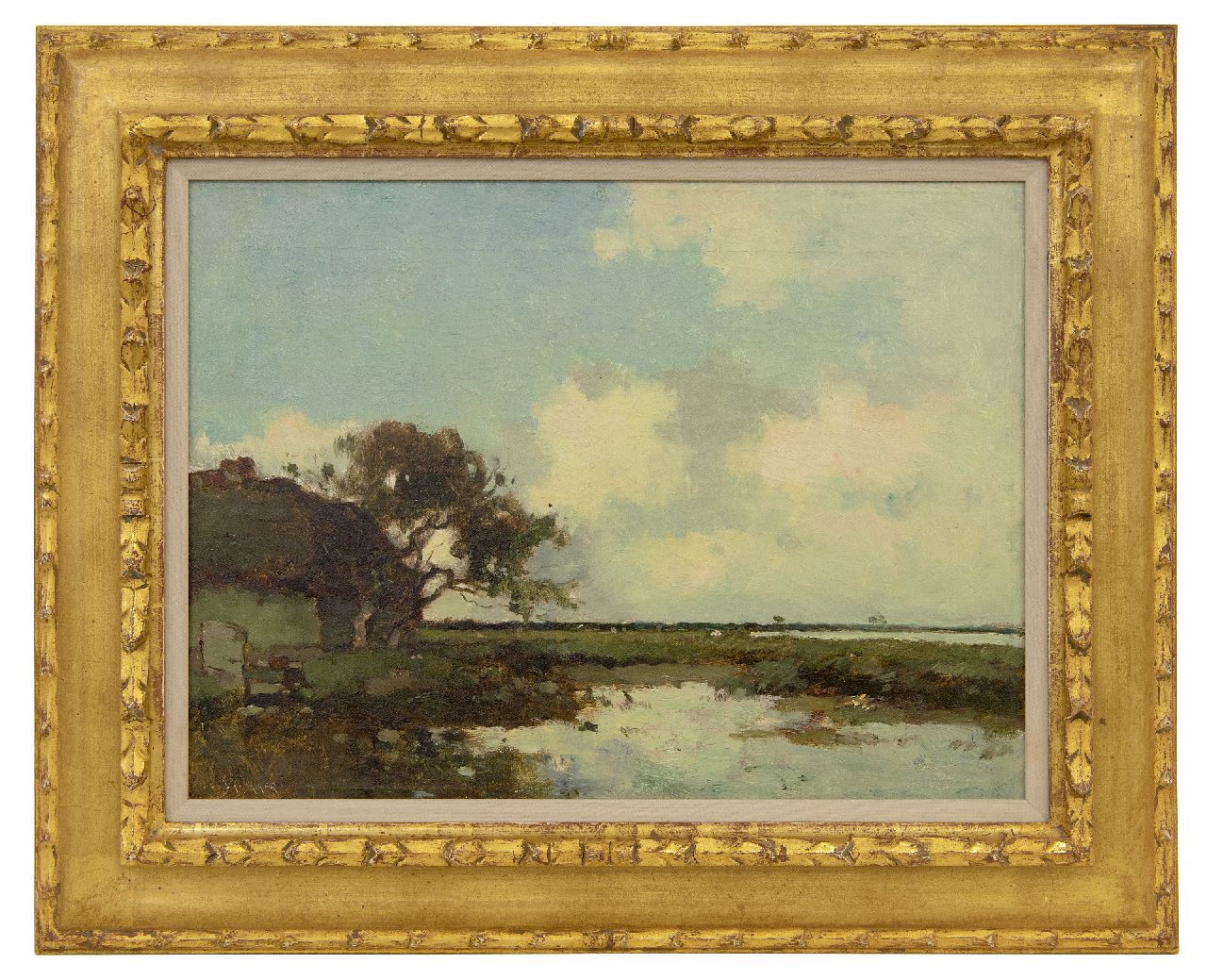 Knikker A.  | Aris Knikker | Paintings offered for sale | A Dutch polder landscape, oil on canvas 32.3 x 43.3 cm, signed l.l.