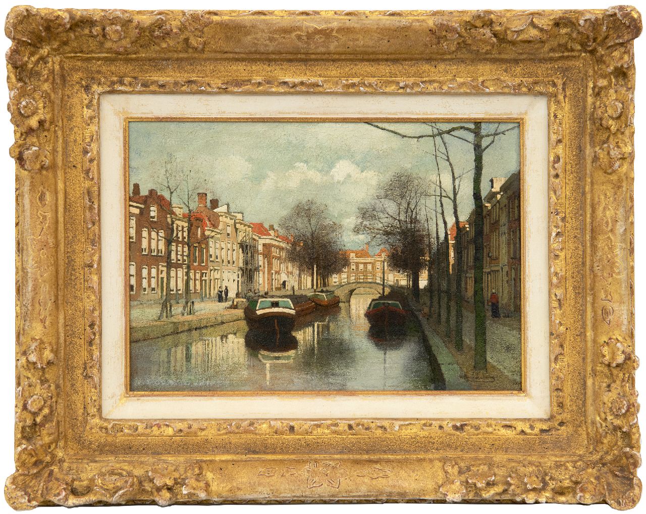 Klinkenberg J.C.K.  | Johannes Christiaan Karel Klinkenberg, A Dutch canal, oil on panel 17.9 x 25.1 cm, signed l.r.