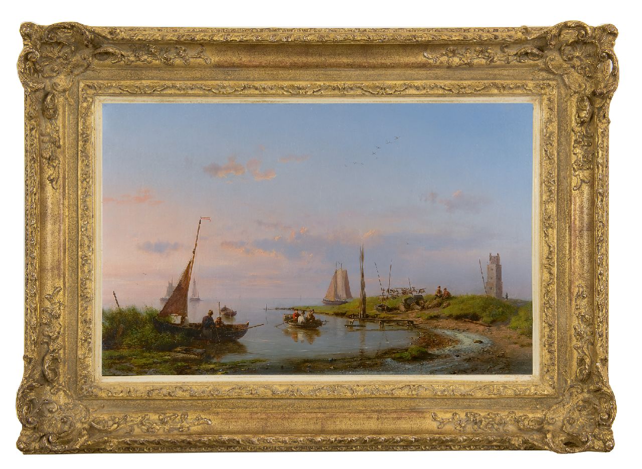 Koekkoek H.  | Hermanus Koekkoek, A fine day along the Zuiderzee, oil on canvas 37.2 x 58.6 cm, signed l.r. and dated 1869