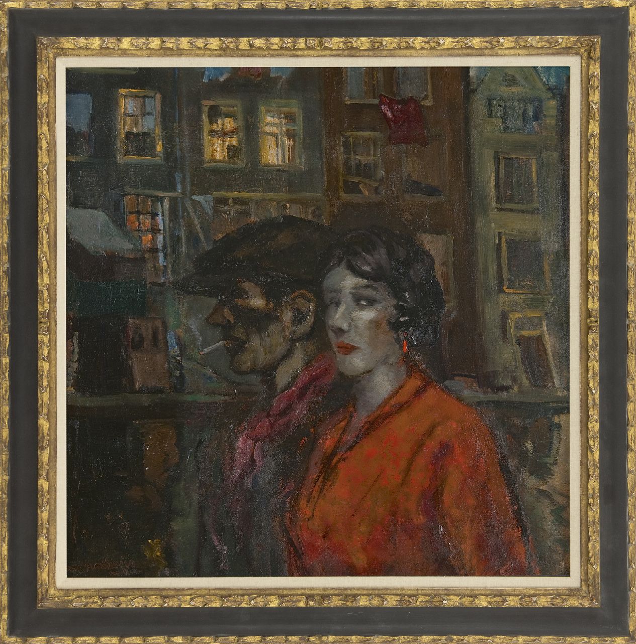 Mackenzie M.H.  | Marie Henri Mackenzie, At the Walletjes, Amsterdam: nighttime company, oil on board 61.8 x 61.0 cm, signed l.l.