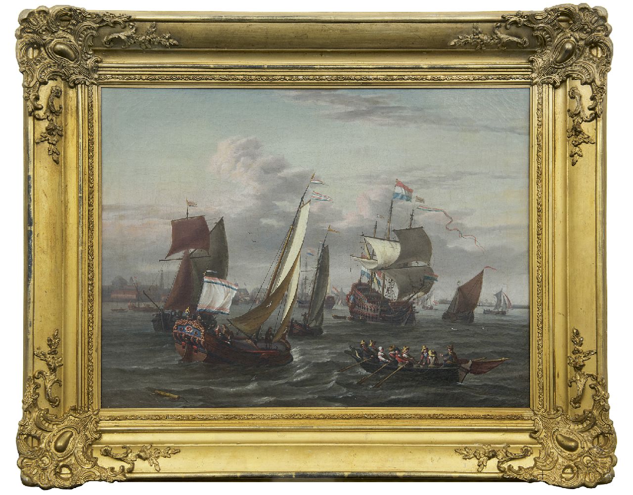 Blaauw J. de | Johannis de Blaauw | Paintings offered for sale | Shipping on the IJ near Amsterdam, oil on canvas 48.3 x 64.5 cm