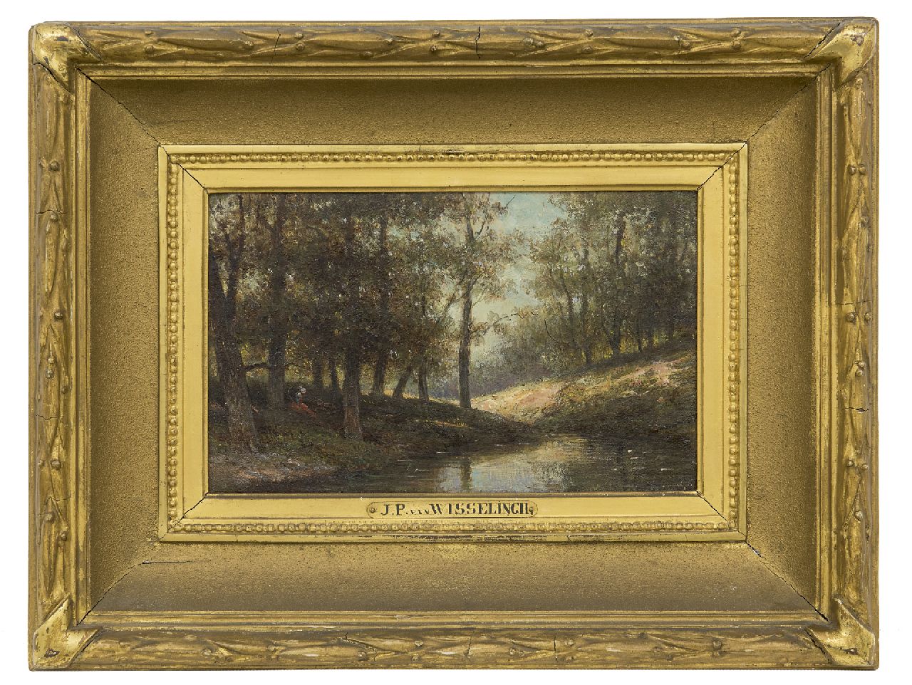 Wisselingh J.P. van | Johannes Pieter van Wisselingh | Paintings offered for sale | By the forest stream, oil on panel 14.5 x 23.4 cm, without frame