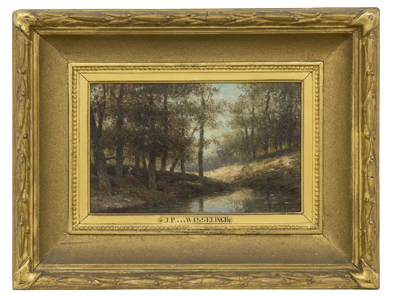 Wisselingh J.P. van | Johannes Pieter van Wisselingh | Paintings offered for sale | By the forest stream, oil on panel 14.5 x 23.4 cm, zonder lijst