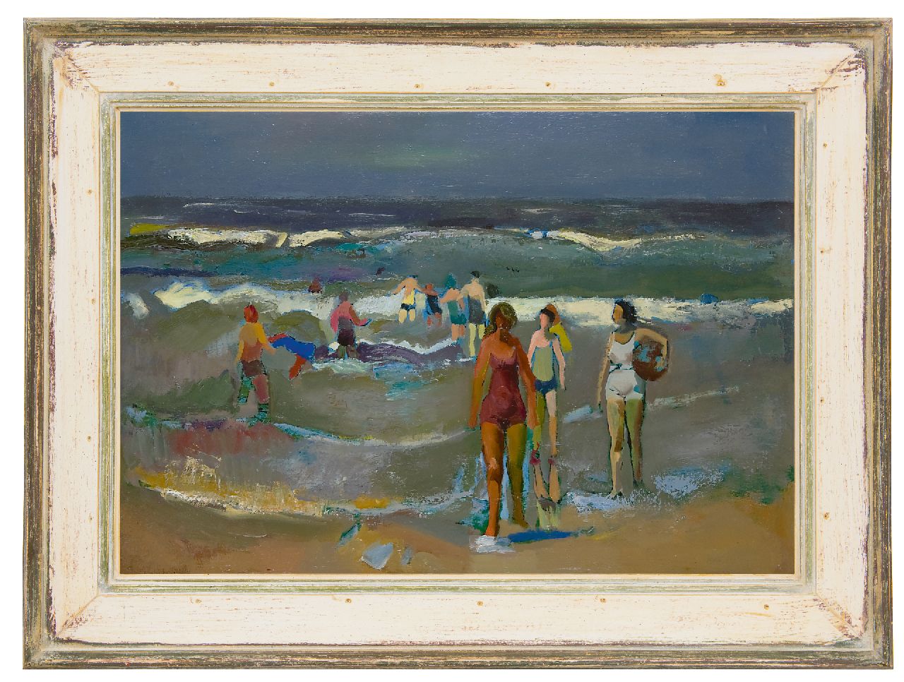 Kuijten H.J.  | Henricus Johannes 'Harrie' Kuijten | Paintings offered for sale | Figures on a beach, oil on canvas 44.4 x 64.8 cm, signed l.l.