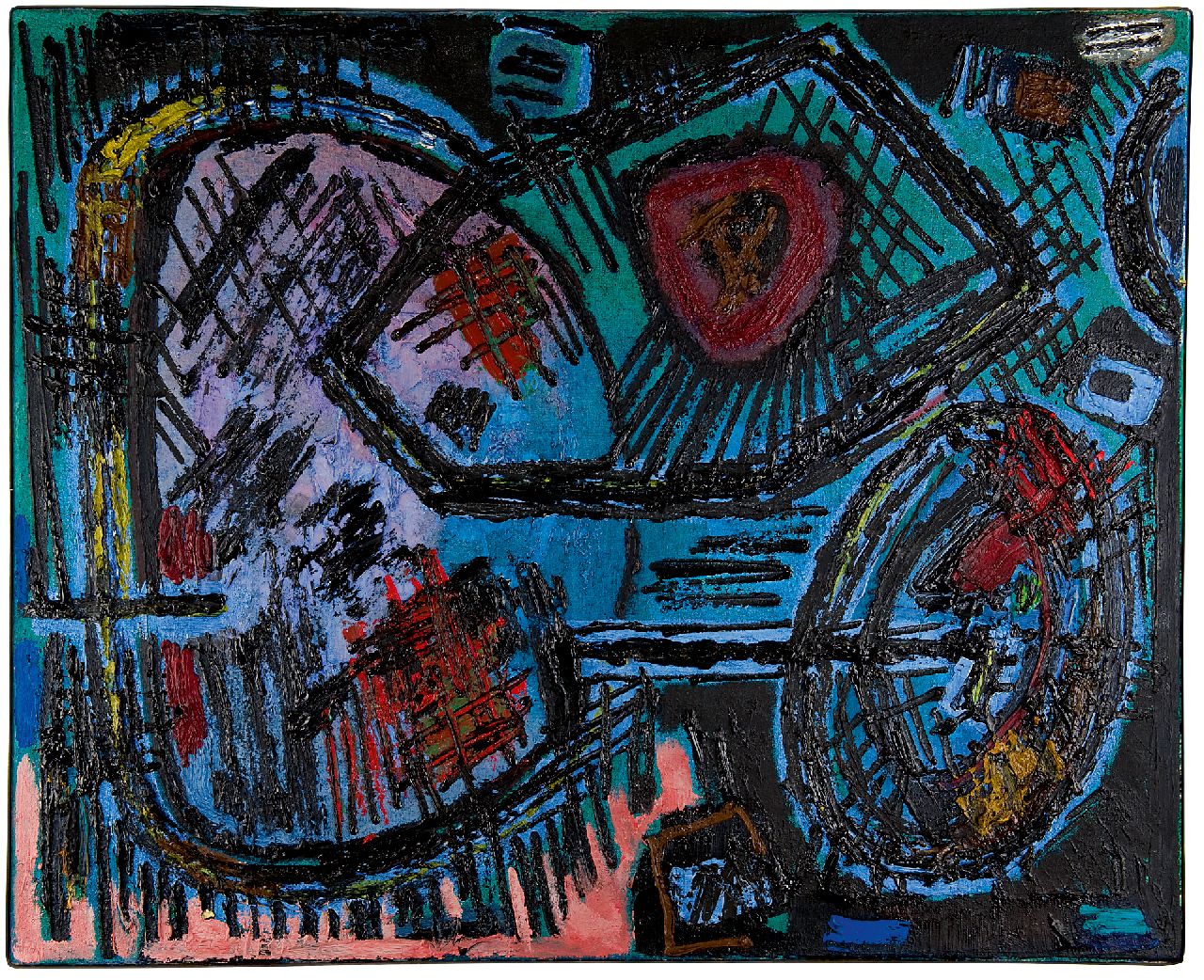Hussem W.F.K.  | 'Willem' Frans Karel Hussem | Paintings offered for sale | Composition 1959, oil on canvas 80.4 x 100.2 cm, signed on the reverse and dated '59 on the reverse