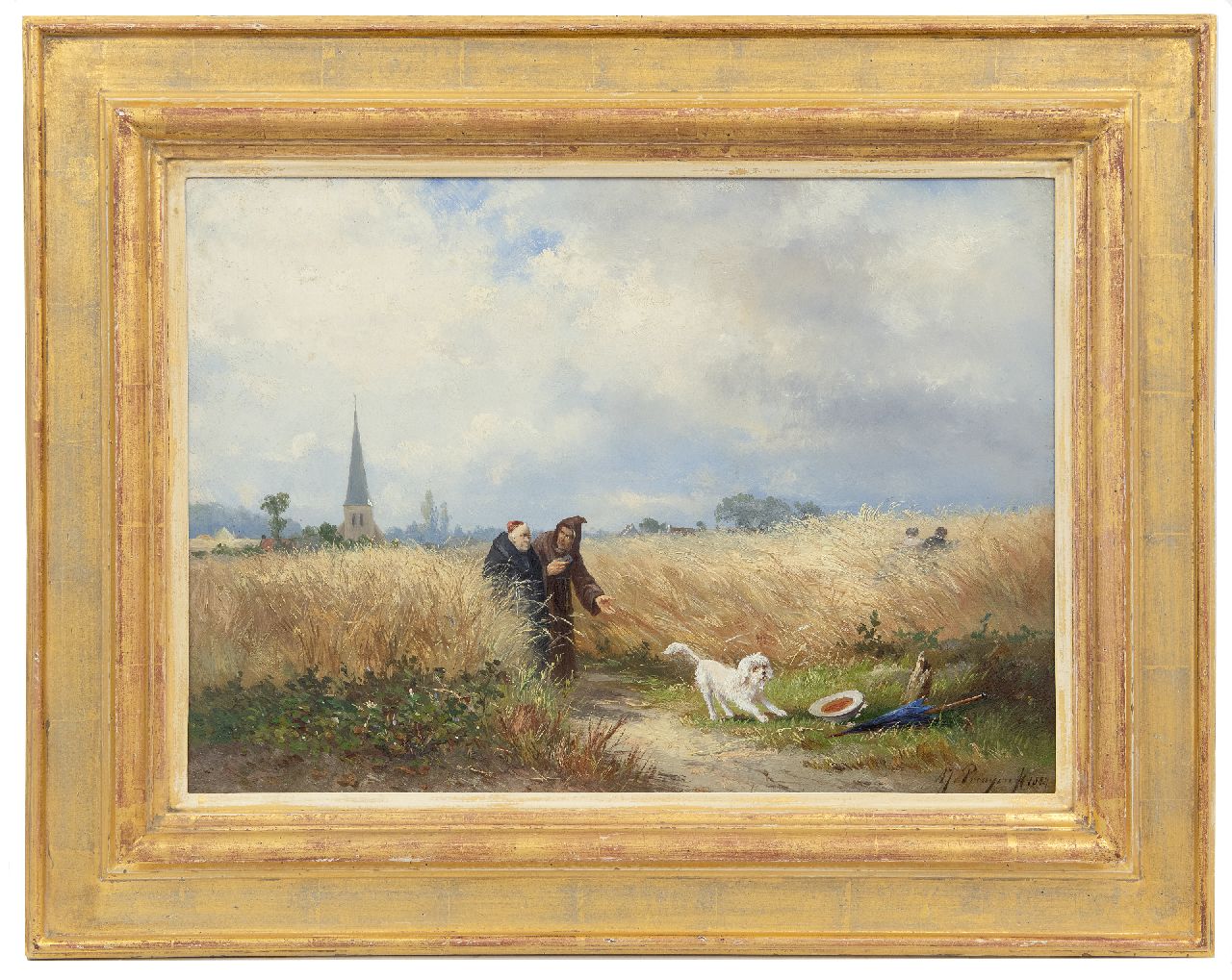 Prooijen A.J. van | Albert Jurardus van Prooijen, The interrupted courtship, oil on panel 34.8 x 49.4 cm, signed l.r. and dated 1884