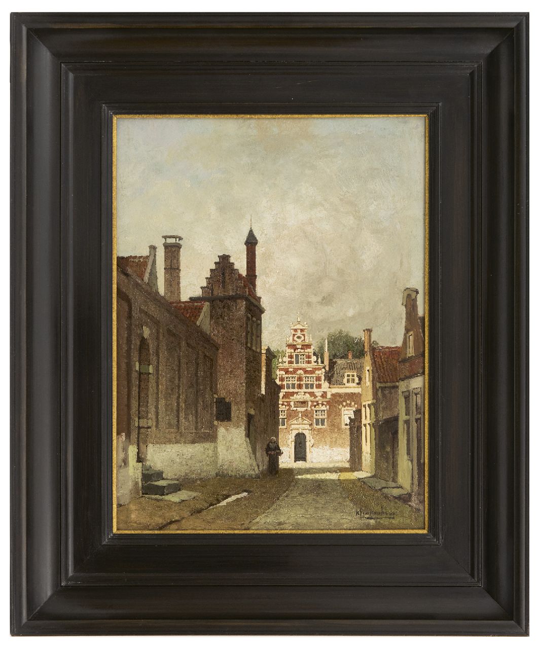 Klinkenberg J.C.K.  | Johannes Christiaan Karel Klinkenberg | Paintings offered for sale | A city view in summer (possibly Delft), oil on panel 33.0 x 24.7 cm, signed l.r.