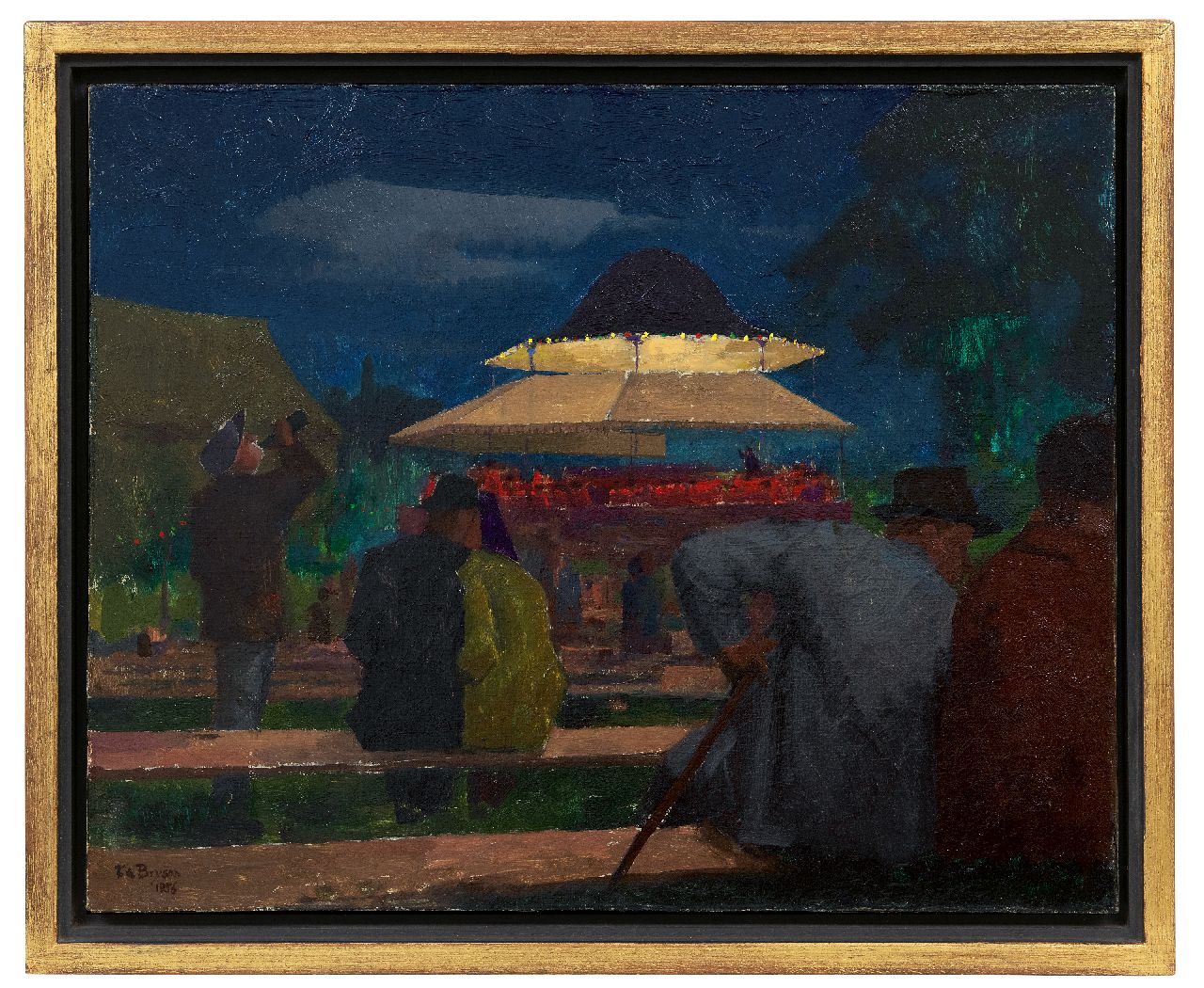 Bryson F.W.  | Bryson | Paintings offered for sale | Outdoor concert at night, oil on canvas 40.5 x 50.8 cm, signed l.l. and dated 1956