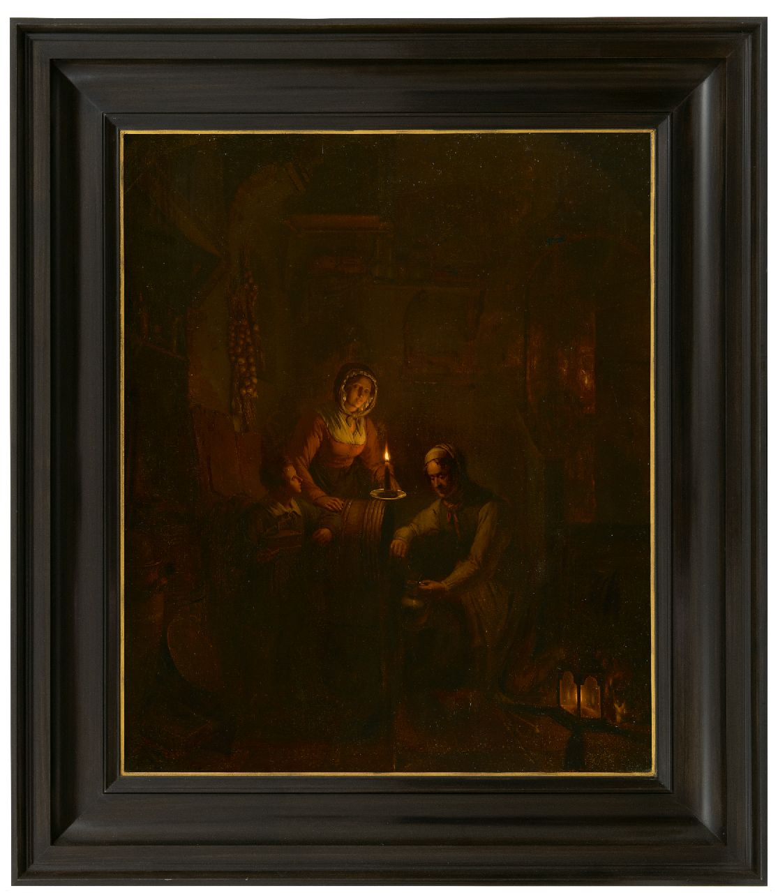 Haanen G.G.  | George Gillis Haanen | Paintings offered for sale | Tapping wine by candlelight, oil on panel 58.1 x 47.7 cm, signed l.r. and dated 1837