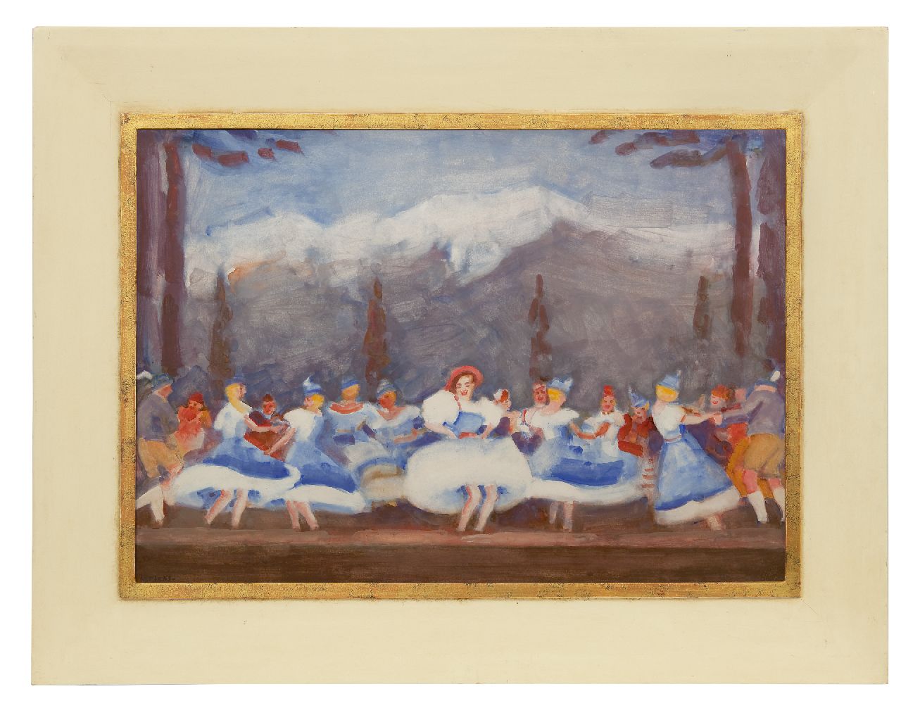 Maks C.J.  | Cornelis Johannes 'Kees' Maks | Watercolours and drawings offered for sale | Tiroler ballet at the Bouwmeester Revue, gouache on paper 48.0 x 68.0 cm, signed l.l. and painted ca. 1938