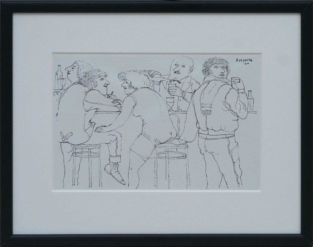 Berserik H.  | Hermanus 'Herman' Berserik | Watercolours and drawings offered for sale | At the bar; on the reverse: Bikers at the bar, pen and ink on paper 15.8 x 23.7 cm, signed u.r. and both dated 1966