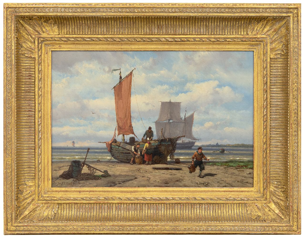 Koekkoek J.H.B.  | Johannes Hermanus Barend 'Jan H.B.' Koekkoek | Paintings offered for sale | Unloading the catch, oil on panel 23.5 x 34.3 cm, signed l.l.