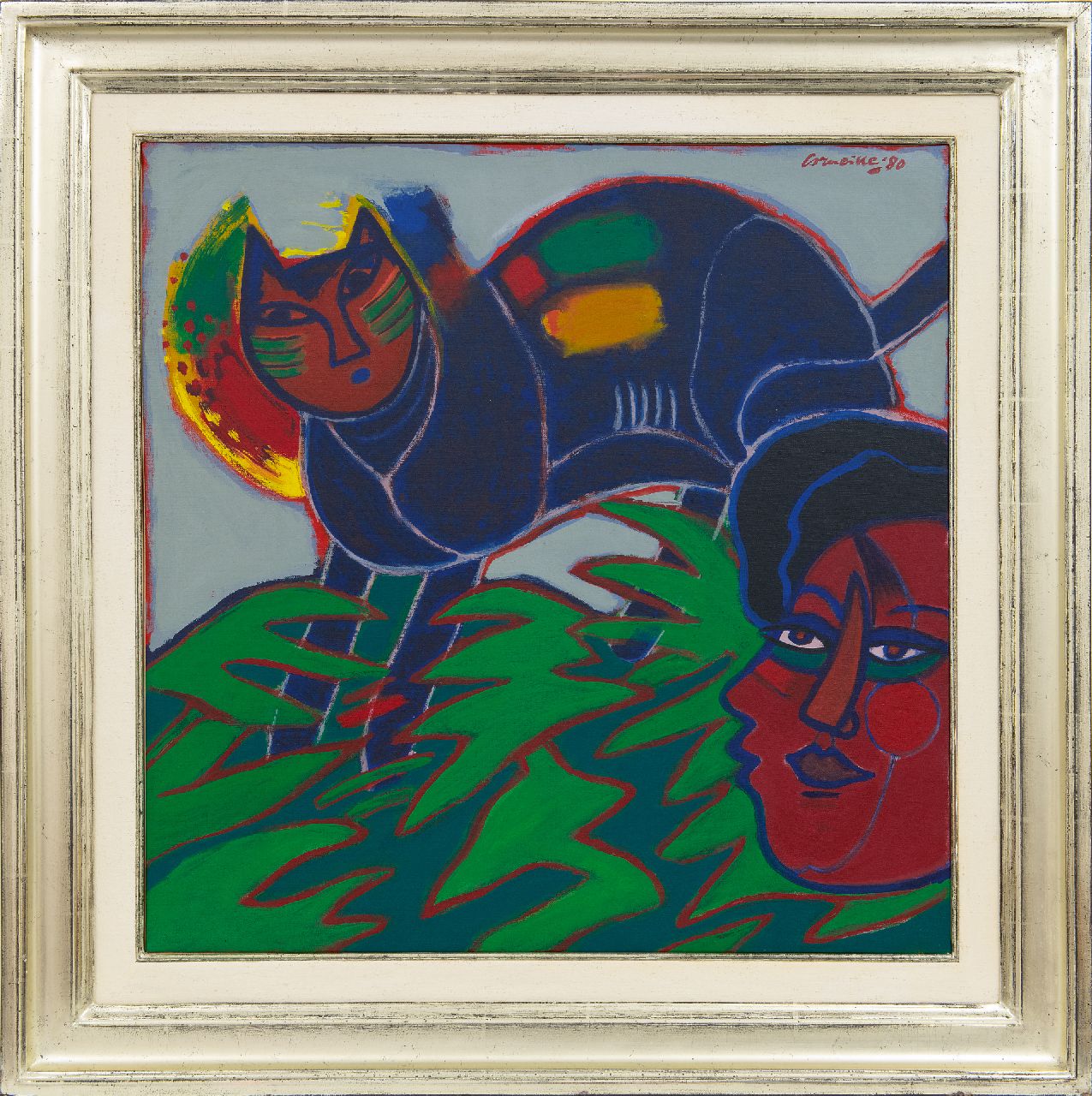 Corneille ('Corneille' Guillaume Beverloo)   | Corneille ('Corneille' Guillaume Beverloo) | Paintings offered for sale | Chat dans un été triomphant, acrylic on canvas 60.1 x 60.0 cm, signed u.r. and dated '80