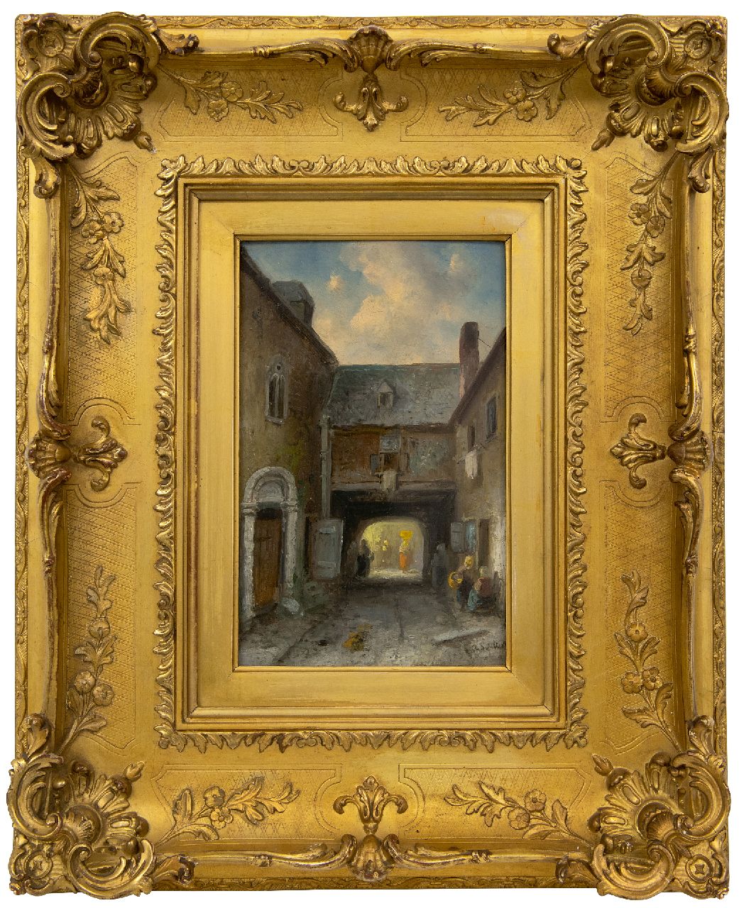 Leickert C.H.J.  | 'Charles' Henri Joseph Leickert | Paintings offered for sale | A town view, oil on panel 22.7 x 14.6 cm, signed l.r. and painted ca. 1900