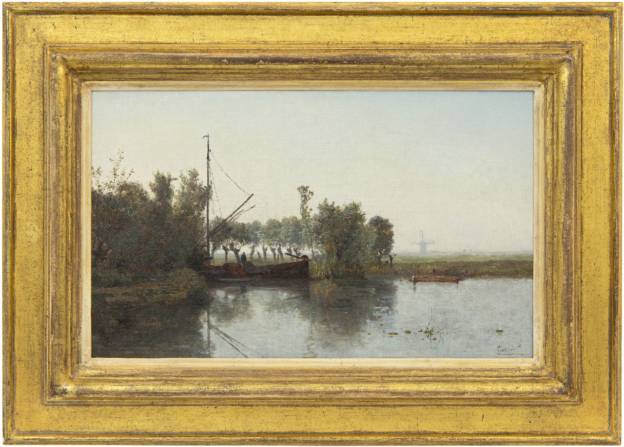 Gabriel P.J.C.  | Paul Joseph Constantin 'Constan(t)' Gabriel | Paintings offered for sale | A peat cutter with his barge in a polder landschape, oil on canvas 28.6 x 46.5 cm, signed l.r.