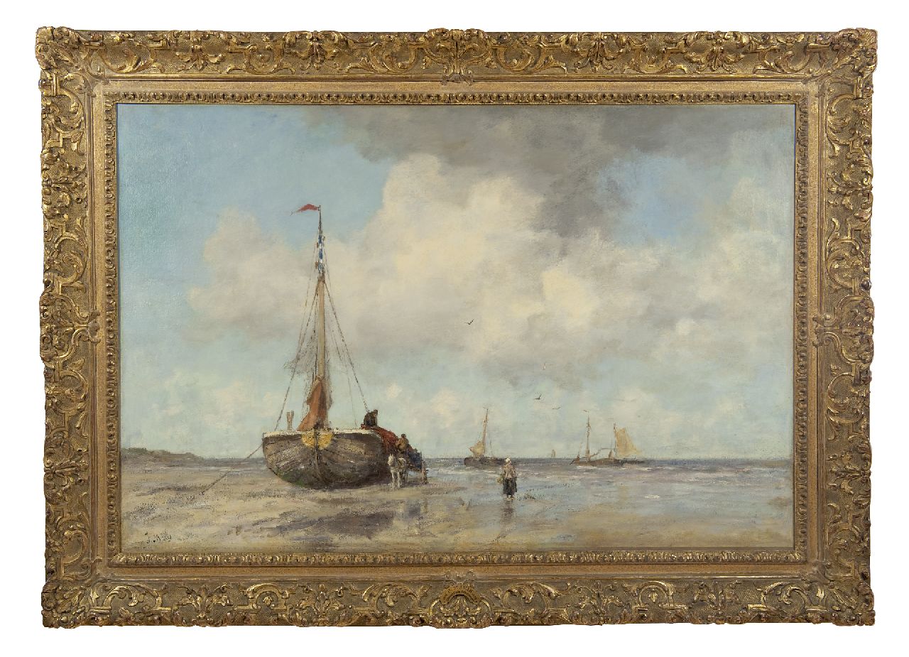 Maris J.H.  | Jacobus Hendricus 'Jacob' Maris, A summer's day at the beach of Scheveningen, oil on canvas 82.5 x 125.0 cm, signed l.l. and painted ca. 1890-1895