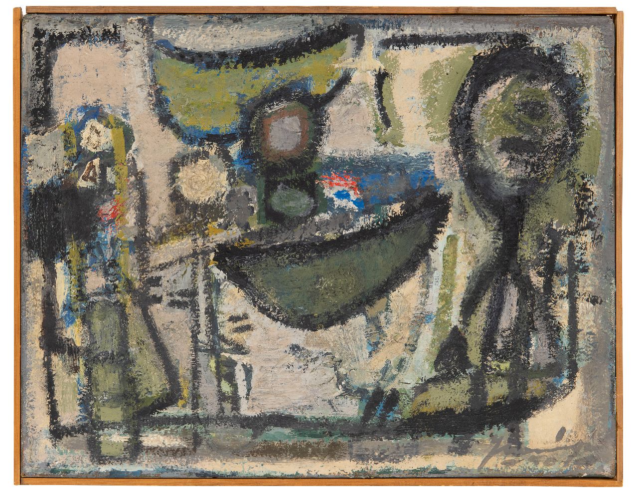 Nanninga J.  | Jacob 'Jaap' Nanninga | Paintings offered for sale | Composition, oil on canvas 35.2 x 45.3 cm, signed l.r. and dated '50