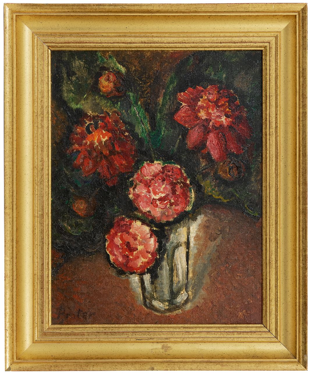 Praetere J. De | Jules De Praetere | Paintings offered for sale | Red flowers, oil on canvas 45.7 x 34.7 cm, signed l.l.