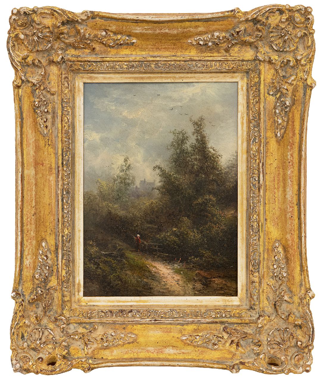 Kluyver P.L.F.  | 'Pieter' Lodewijk Francisco Kluyver | Paintings offered for sale | Forest path, oil on panel 22.1 x 16.5 cm, signed l.l. and without frame
