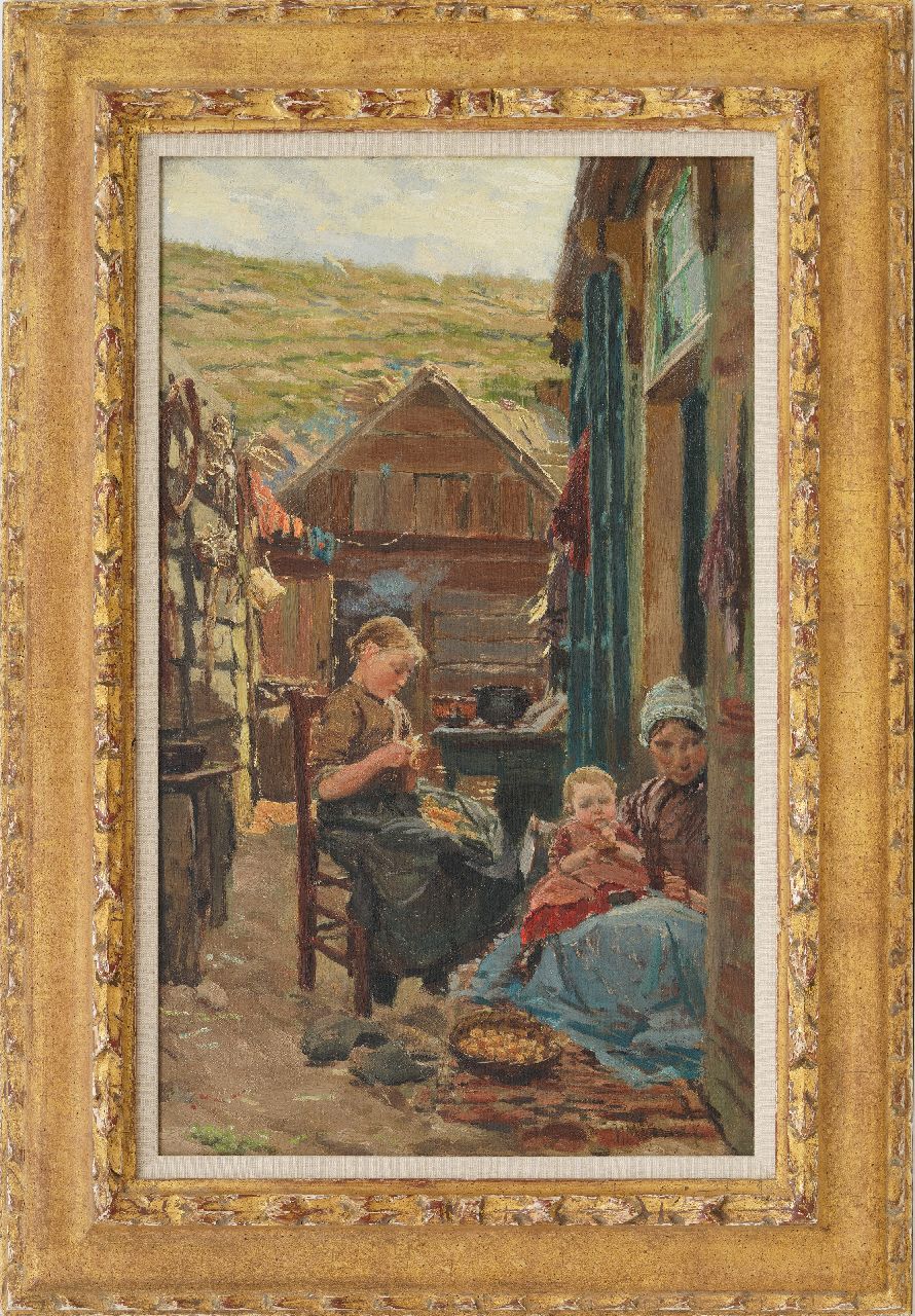 Horrix H.M.  | Hendrikus Matheus 'Mathieu' Horrix | Paintings offered for sale | Preparing supper, oil on canvas laid down on panel 51.5 x 31.5 cm, signed l.r.