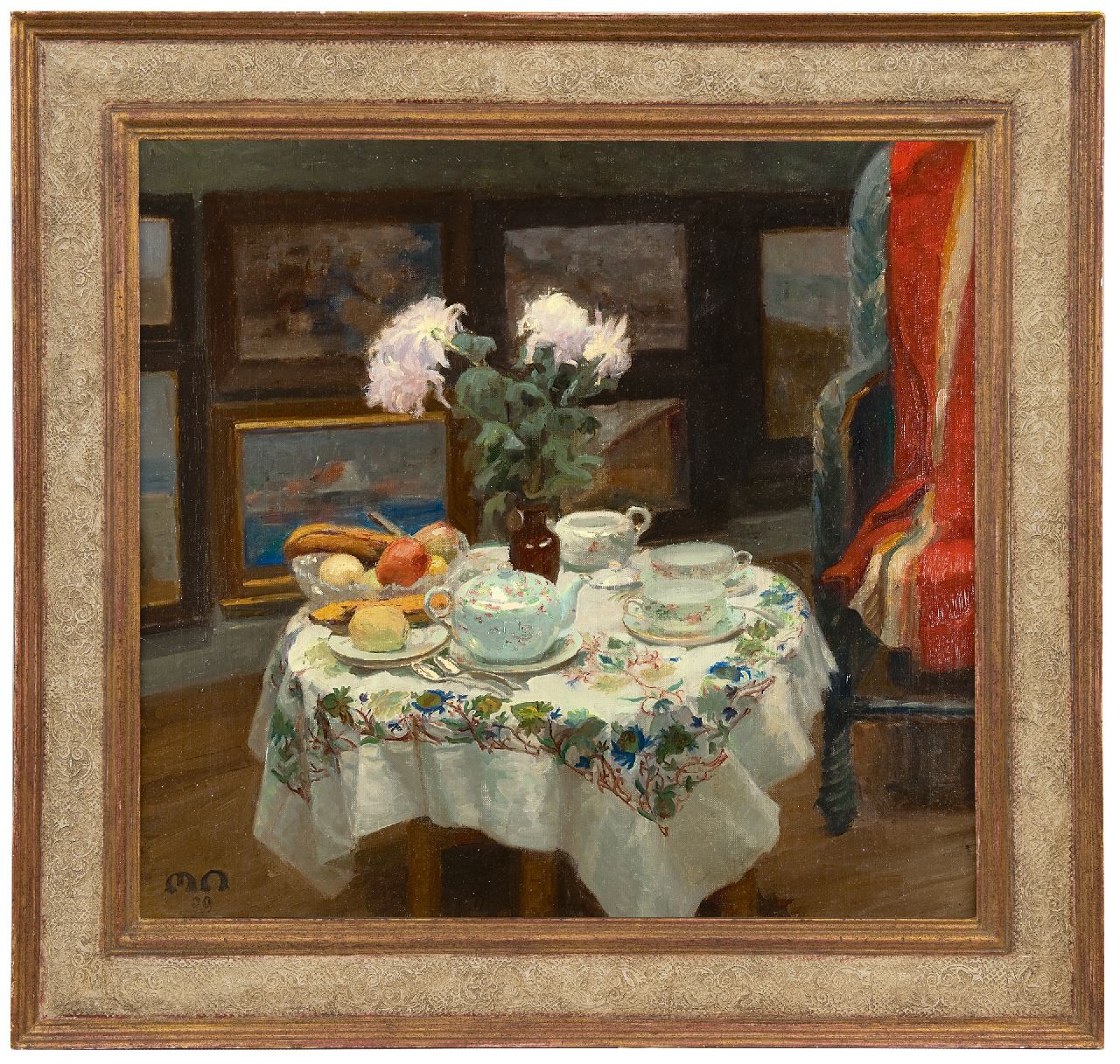 Nathan M.L.M.  | 'Max' Ludvig Michael Nathan | Paintings offered for sale | The tea table, oil on canvas 69.2 x 75.1 cm, signed l.l. with initials and dated '09