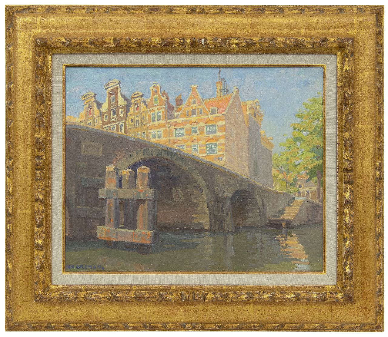 Breman A.J.  | Ahazueros Jacobus 'Co' Breman, Corner Prinsengracht/Brouwersgracht, Amsterdam, oil on canvas 30.4 x 38.7 cm, signed l.l.