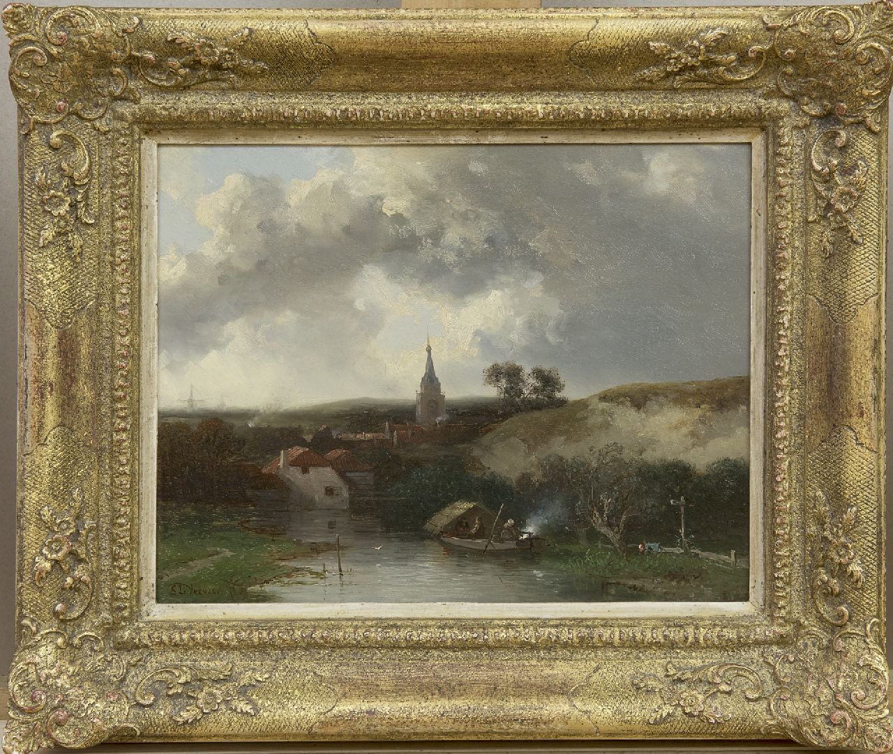 Verveer S.L.  | 'Salomon' Leonardus Verveer | Paintings offered for sale | A village in the dunes, oil on panel 19.7 x 25.3 cm, signed l.l. and painted ca. 1857-1860