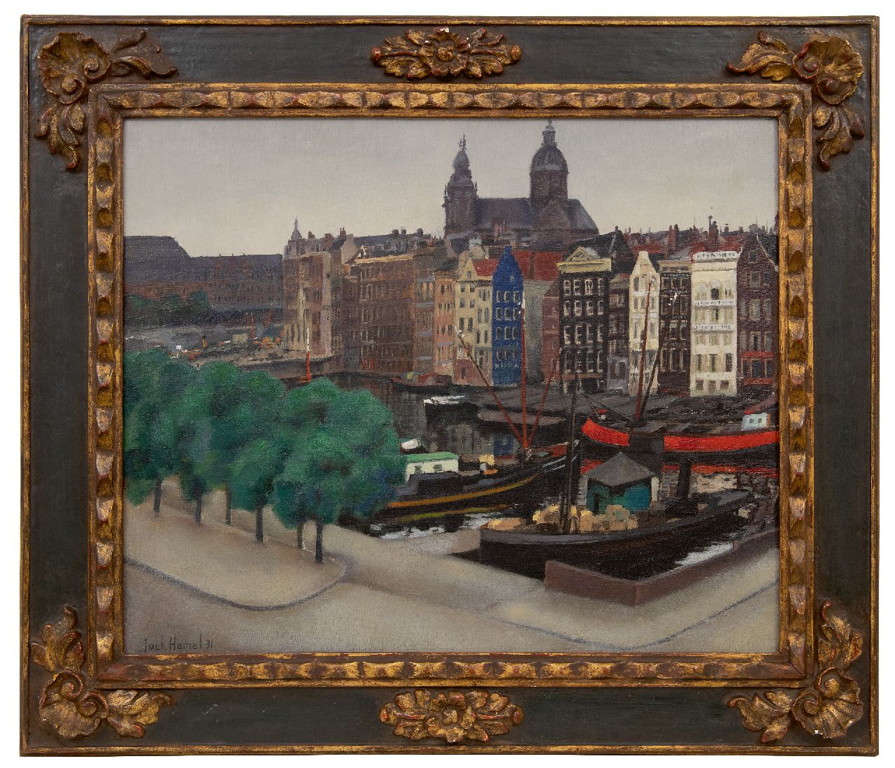 Hamel J.G.  | Jacobus Gerardus 'Jack' Hamel | Paintings offered for sale | A view of the Damrak with the St.-Nicolaaskerk, oil on canvas 50.3 x 60.0 cm, signed l.l. and dated '31