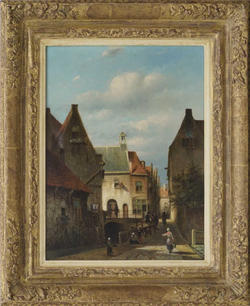 Vertin P.G.  | Petrus Gerardus Vertin, A view of the 'Zakkendragershuisje' and the 'Achterwater' in Delfshaven, Rotterdam, oil on panel 33.7 x 24.7 cm, signed l.l. and dated '56