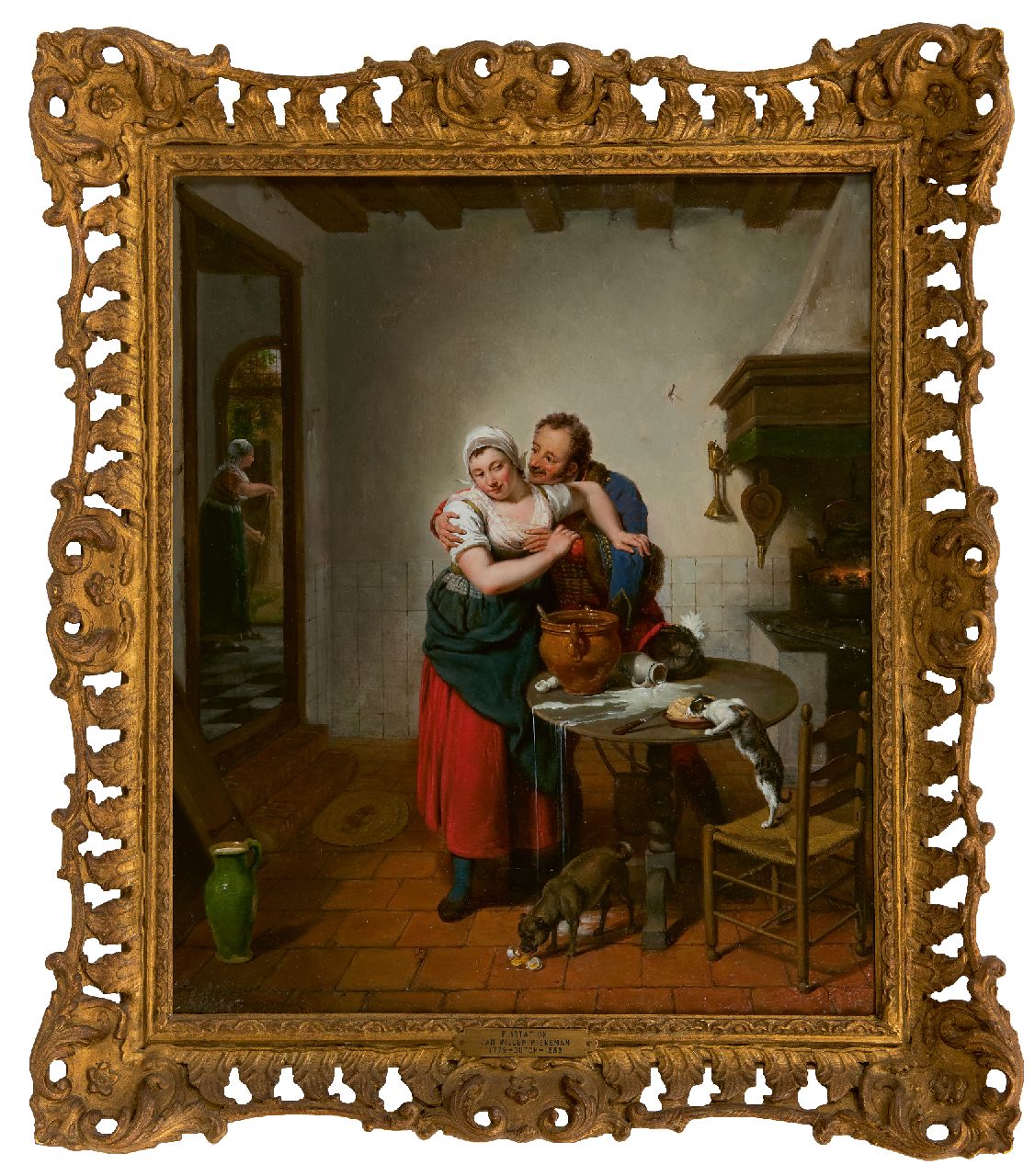 Pieneman J.W.  | Jan Willem Pieneman, Flirtation, oil on panel 38.8 x 32.3 cm, signed l.l. and dated 1814