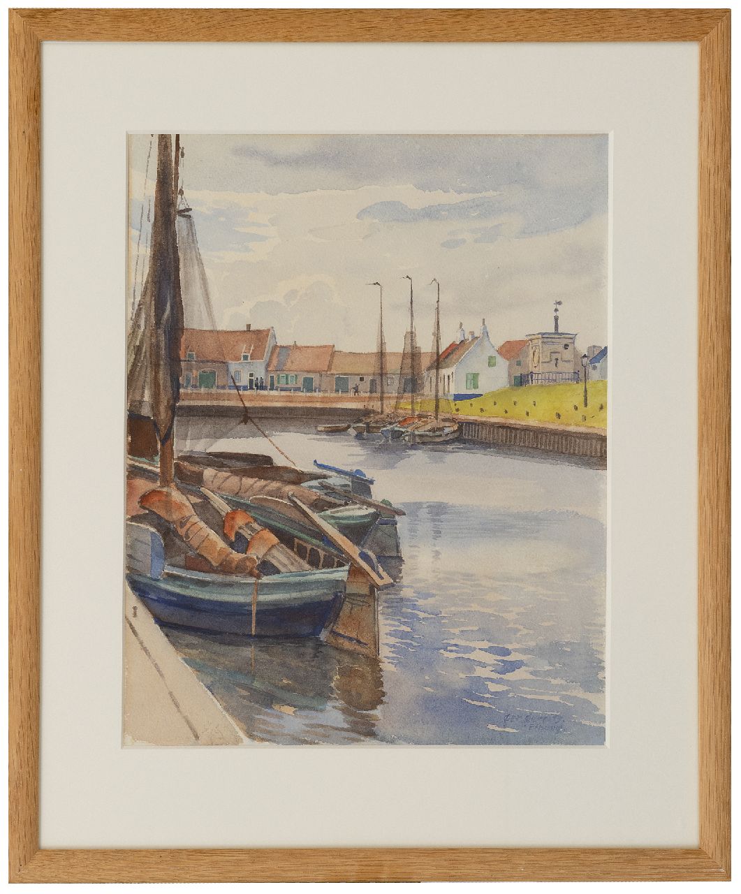 Gerrits G.J.  | Gerrit Jacobus 'Ger' Gerrits | Watercolours and drawings offered for sale | Harbourview, Elburg, watercolour on paper 37.7 x 30.9 cm, signed l.r. and painted ca. 1939
