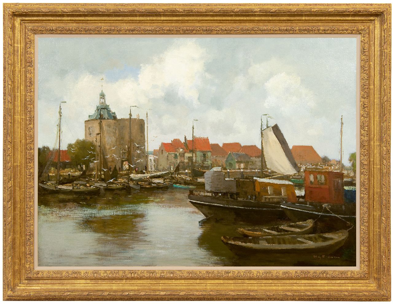 Jansen W.G.F.  | 'Willem' George Frederik Jansen | Paintings offered for sale | The harbour of Enkhuizen with the Drommedaris tower, oil on canvas 71.8 x 99.3 cm, signed l.r.