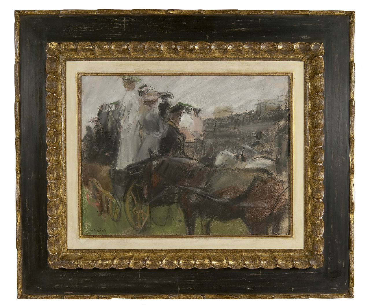 Israels I.L.  | 'Isaac' Lazarus Israels, At the Longchamp races, Paris, pastel and pencil on paper 30.5 x 40.0 cm, signed l.l. and executed ca. 1900