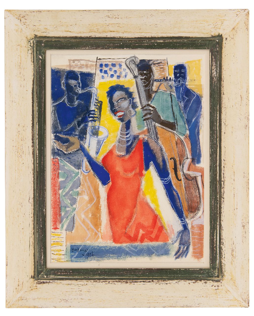 Bosma W.  | Willem 'Wim' Bosma | Watercolours and drawings offered for sale | Sarah Vaughan and band, gouache on paper 39.0 x 29.0 cm, signed l.l. and dated 1956