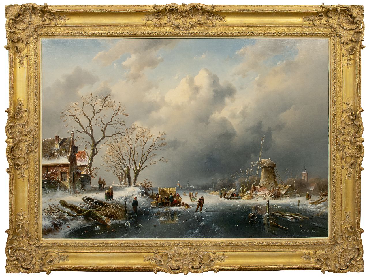 Leickert C.H.J.  | 'Charles' Henri Joseph Leickert, Hollandse winter met koek en zopie, oil on canvas 98.0 x 141.0 cm, gesigneerd rechtsonder and gedateerd 1862