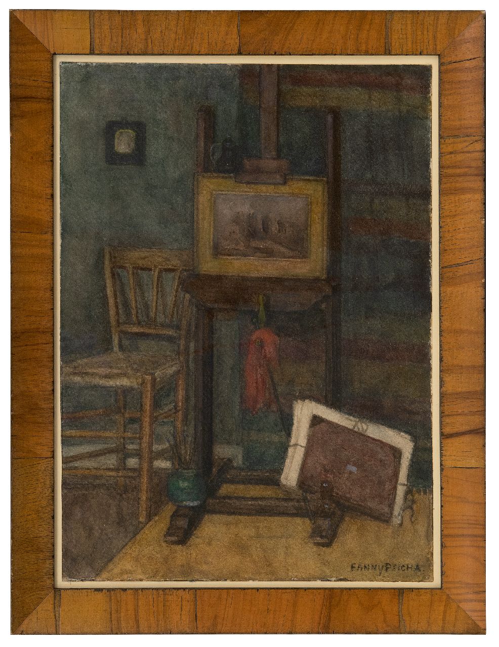 Psicha (Maria Adeline Alice Schweistal) F.  | Fanny Psicha (Maria Adeline Alice Schweistal) | Watercolours and drawings offered for sale | Workshop corner, watercolour on paper 35.4 x 25.0 cm, signed l.r. with pseudonym 'Fanny Psicha'
